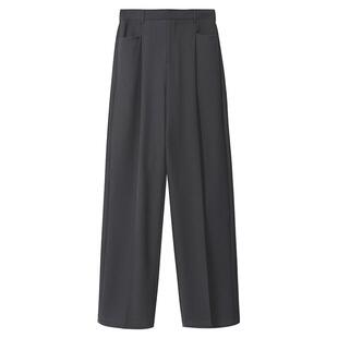 达佳诗灰色西装裤女职业西裤小个子裤子宽松直筒阔腿裤女士休闲裤