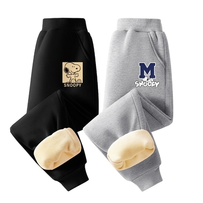 史努比男童加绒裤子冬季2025新款