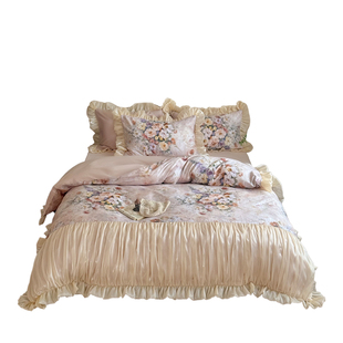 Tender| 法式秋冬全棉磨毛四件套保暖贡缎纯棉印花少女风床上用品