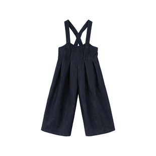 柒号童仓女大童韩版洋气宽松背带裤冬装新款休闲阔腿牛仔连体裤潮