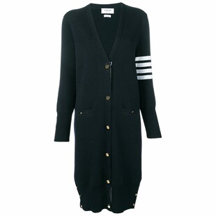 [12期免息]THOM BROWNE 女士美利奴羊毛V领轻薄针织开衫毛衣