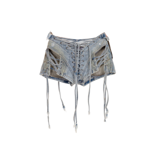 【现货】Natasha Zinko 25SS 紧身牛仔绑带热裤 DOUBLEBOO