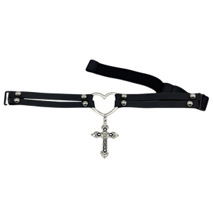 亚比choker大腿环圈皮绑带勒肉二次元高级感十字架美腿吊袜带y2k