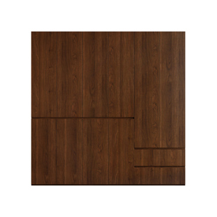 实木衣柜中古风定制家用卧室分段衣橱小户型免拉手平开门收纳柜子