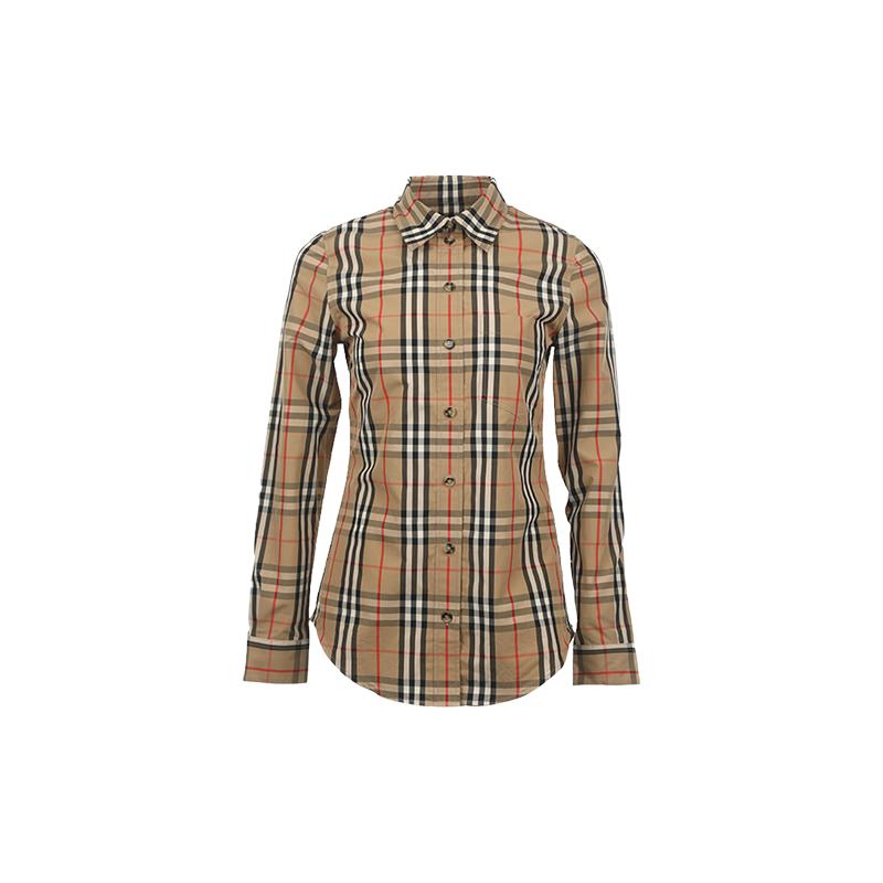 【自营】BURBERRY/博柏利女士SS26格纹图案长袖合身通勤衬衣衬衫