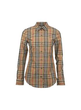 【自营】BURBERRY/博柏利女士SS26格纹图案长袖合身通勤衬衣衬衫