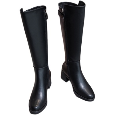 头层牛皮真皮高筒马靴2025新款