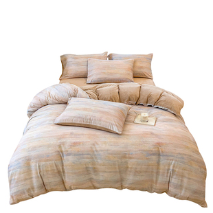 洁丽雅A全棉磨毛B牛奶绒床上四件套冬季珊瑚绒床单纯棉单面绒加绒