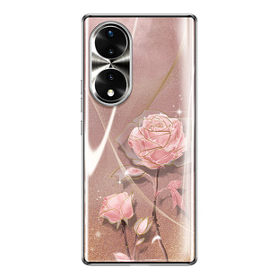 适用荣耀70手机壳华为70Pro新款女曲面屏高级感全包防摔honor的专用小众POR高端女士玫瑰超火带挂绳外壳pr0套