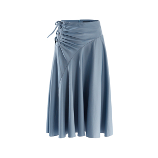 MARYLING玛俪琳夏季新品雾霾蓝侧面装饰大摆裙半身裙A1CCW72020