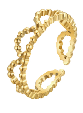 小清新镂空花边金色戒指女