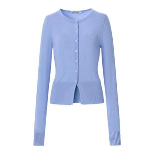 LEDIM WANG毛衣针织开衫女2024秋季新款慵懒风高级感短款上衣外套