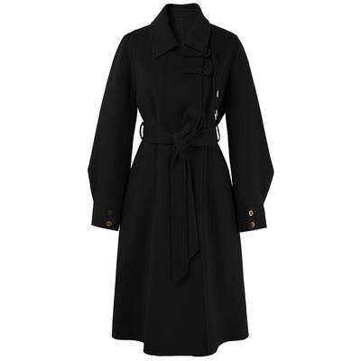 秋水伊人100%绵羊毛国风红色双面毛呢外套冬季2025年新中式大衣女