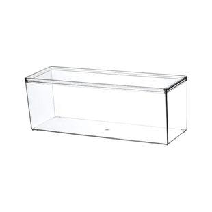 桌面收纳盒亚克力透明窄长带盖文具笔素材手账贴纸便签杂物储物盒