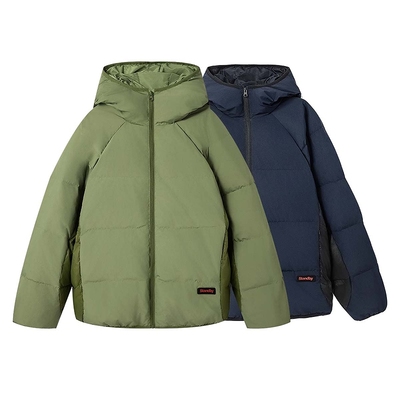 INXXStandby 简约鸭绒羽绒服男撞色拼接连帽外套保暖短款上衣