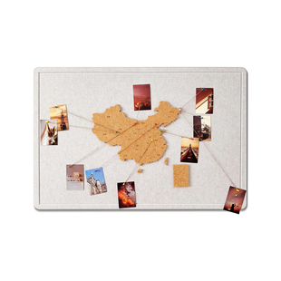 毛毡地图旅行照片墙足迹打卡地图标记毛毡板墙贴客厅免打孔装饰墙