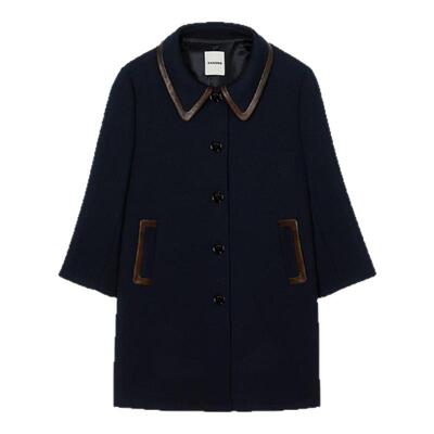 SANDRO皮革收边七分袖外套