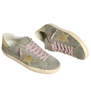 【线上限定】Golden Goose男金星粉鞋带Super-Star灰色运动鞋GGDB