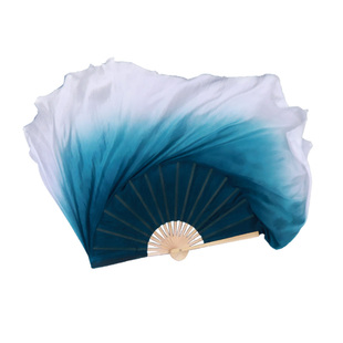 一条大河真丝舞蹈扇子跳舞扇双面墨兰渐变成人广场舞专用绸扇