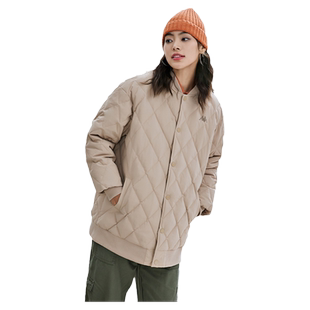 Kappa卡帕女子棉服秋冬新款防寒外套学院风中长款绗缝羽绒服