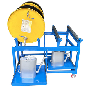 倾斜式油桶支架可移动拆装钢制防泄漏托盘金属铁桶圆桶放置架带轮