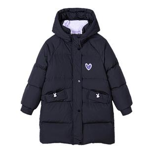 富罗迷儿童羽绒服女童装冬季新款青少年女款加厚中长款白鸭绒外套