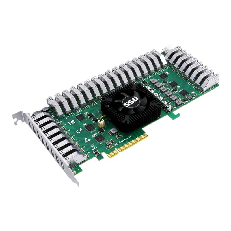 SSU PCI-E转USB3.2 转接卡独立8通道32口相机视频采集群控扩展卡