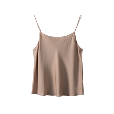 高定 45度斜裁19姆米弹力双乔缎真丝吊带背心女桑蚕丝内搭上衣春