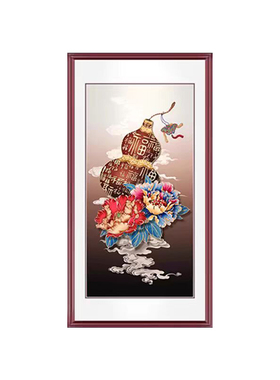 玄关入户客厅新中式牡丹花装饰画