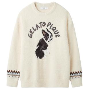 gelato pique25秋冬新品男女同款睡衣半边绒小狗套头衫PMNT255942