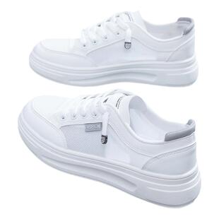 木林森小白鞋夏季女鞋2025新款薄款帆布网面透气网鞋爆款运动板鞋