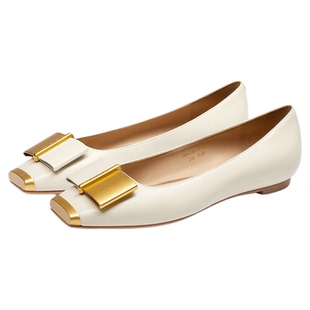 [林允同款]莎莎苏秋冬款折纸蝴蝶设计感一脚蹬方头平底单鞋女