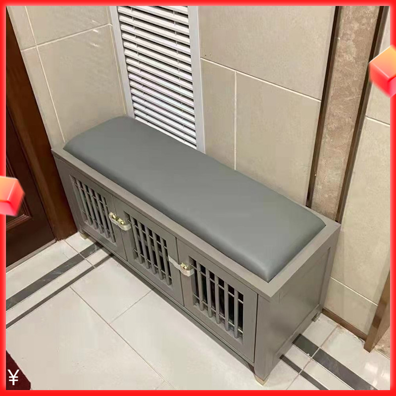 中式轻奢换鞋凳鞋柜家用门口穿鞋凳实木入户多功能可坐一体鞋柜凳