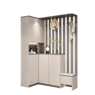 鞋柜玄关柜一体家用门口转角L型入户储物柜客厅隔断屏风酒柜收纳