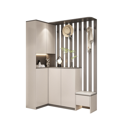 魏氏匠心简约现代鞋柜坐凳一体柜