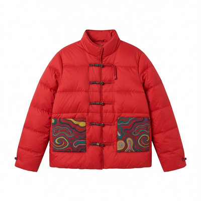 中国风记忆短款立领盘扣羽绒服女