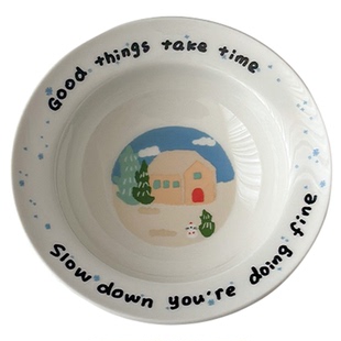 穆尼 卡通宽边小碗圣诞餐具ins漂亮的甜品酸奶碗米饭碗水果沙拉碗