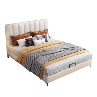 科技布床现代简约1.5米排骨架卧室高箱储物收纳实木床软包布艺床