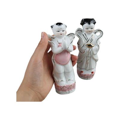 陶瓷金童玉女摆件陪葬描金