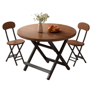 可折叠圆桌出租屋小户型家用餐桌吃饭桌阳台户外便携式简易摆摊桌