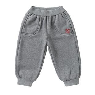 右欧男女童加绒运动裤新年款儿童加厚保暖卫裤束脚裤冬季新款童装