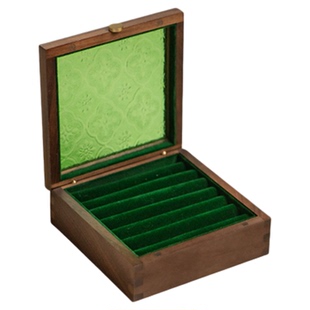 戒指收纳盒专用多位绿色首饰盒小号实木惊喜盒子高级便携耳钉耳环