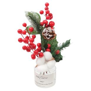 圣诞花环材料包 仿真松针棉花发财果红果diy手工圣诞花环装饰配件