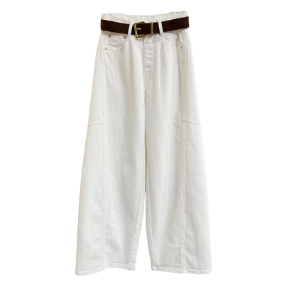 N货！中高腰牛仔镰刀阔腿裤