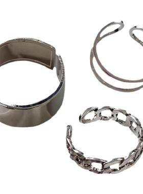 ins冷淡风戒指组合开口不掉色小