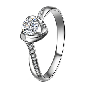 心形玫瑰花莫桑石钻戒女仿钻石戒指50分1克拉莫桑石戒指女婚戒