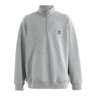 海上公路贴皮绣立领卫衣男士2025年新款半拉链宽松休闲套头上衣服