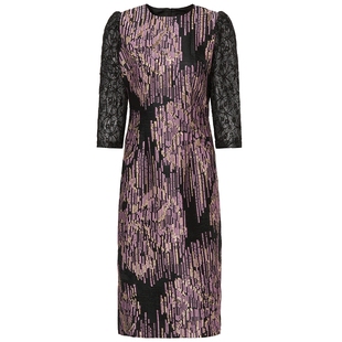 马天奴女装秋冬秋冬紫金肌理感连衣裙子晚宴品质洋气礼裙时尚