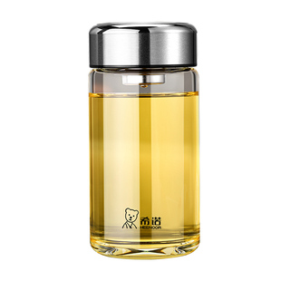 希诺官方正品加厚单层玻璃杯便携矮胖茶杯喝水杯子大容量泡茶杯男