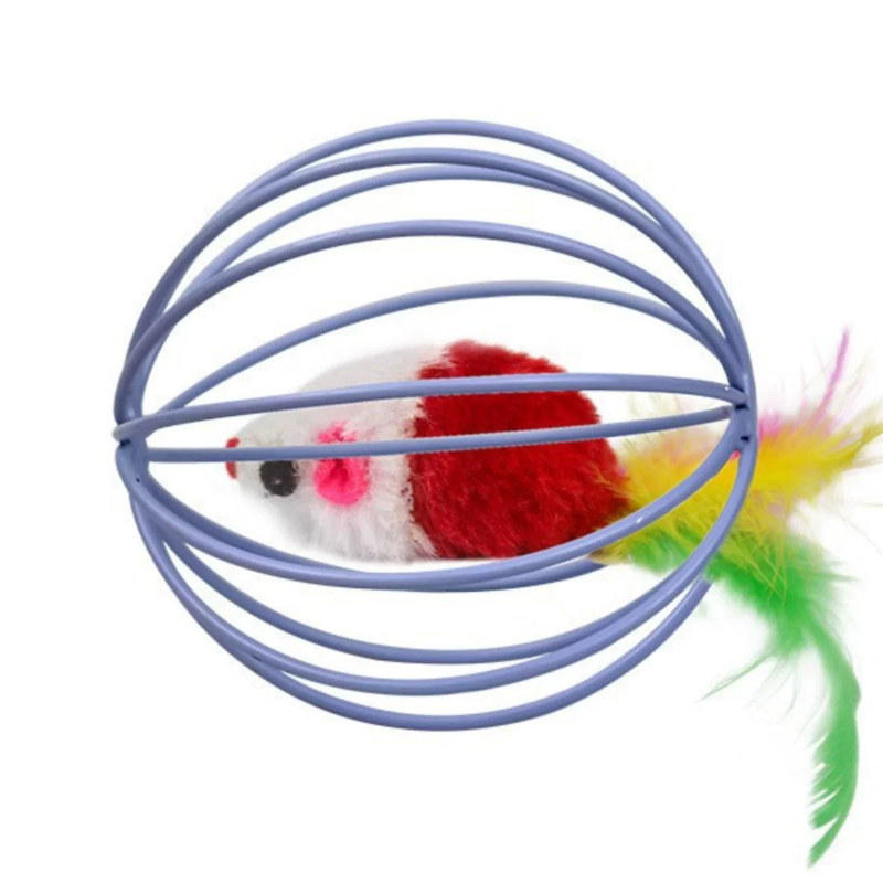 猫用球形羽毛尾巴老鼠耐抓玩具
